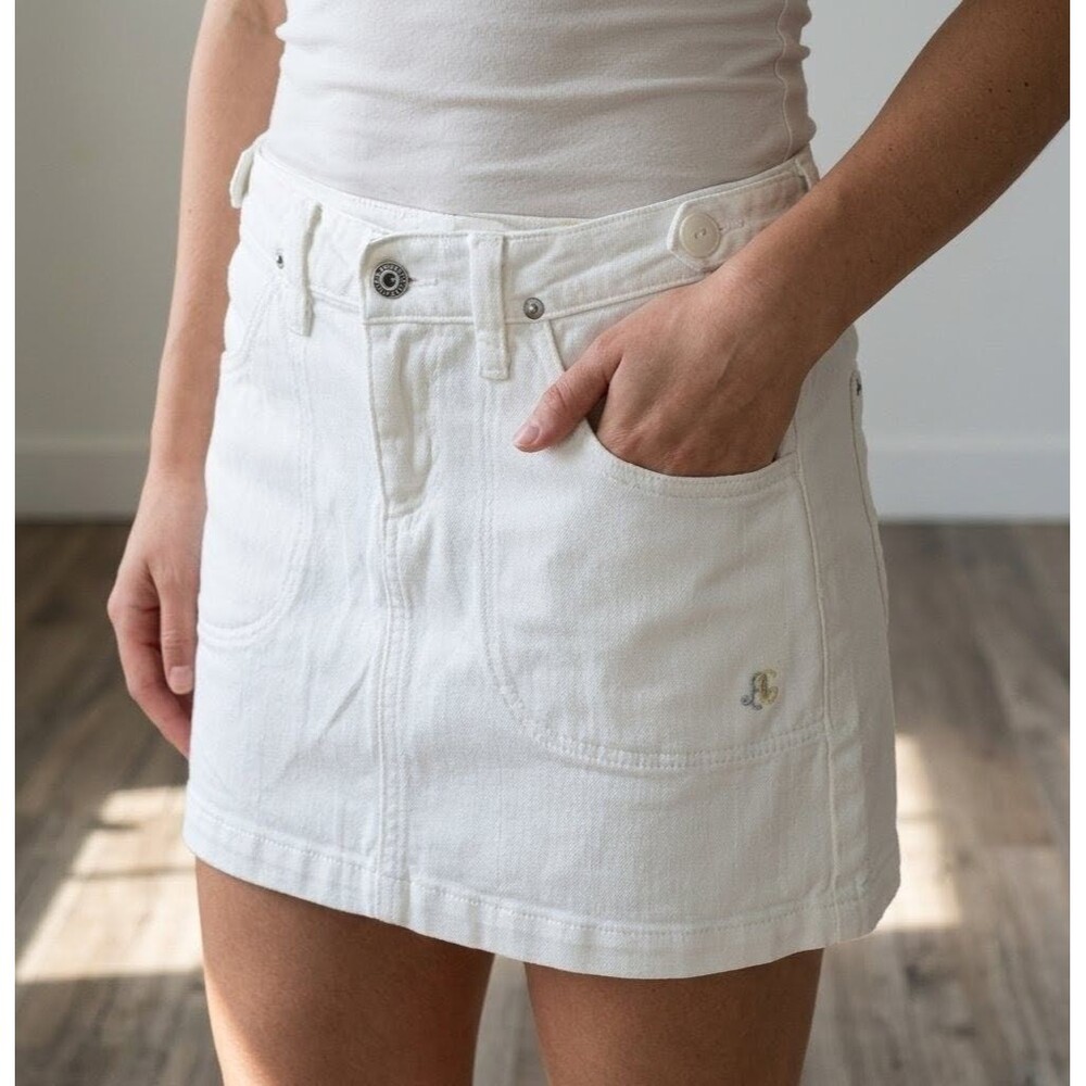 AG Adriano Goldschmied Size 28 White Denim Mini Skirt Utility Pockets USA Y2K